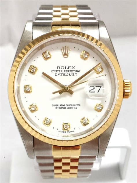 used rolex datejust champagne diamond dial|Rolex 16233 day date.